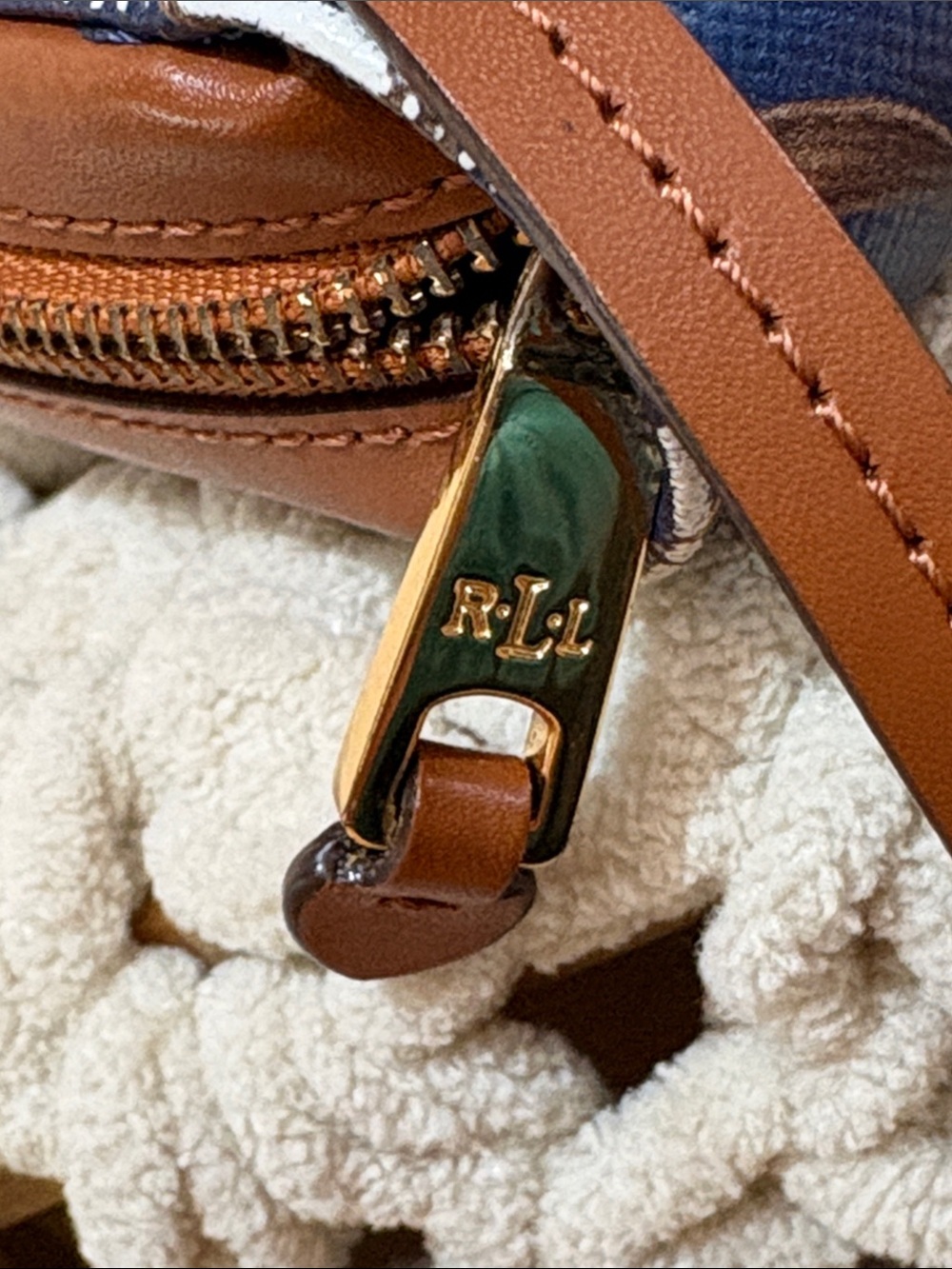 Lauren Ralph Lauren Navy Blue and Brown Printed Crossbody Wallet - Picture 15 of 17